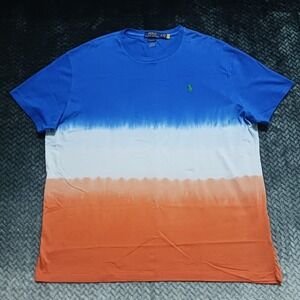 Polo Ralph Lauren Men's Blue Multi Tie Dye Print Crew Neck T Shirt Size XL